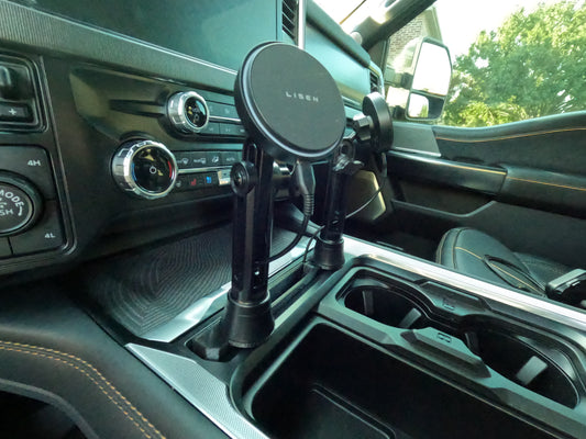 2023+ Ford Super Duty Dual-Side Rotating Phone Mount – Extendable with Charging Options