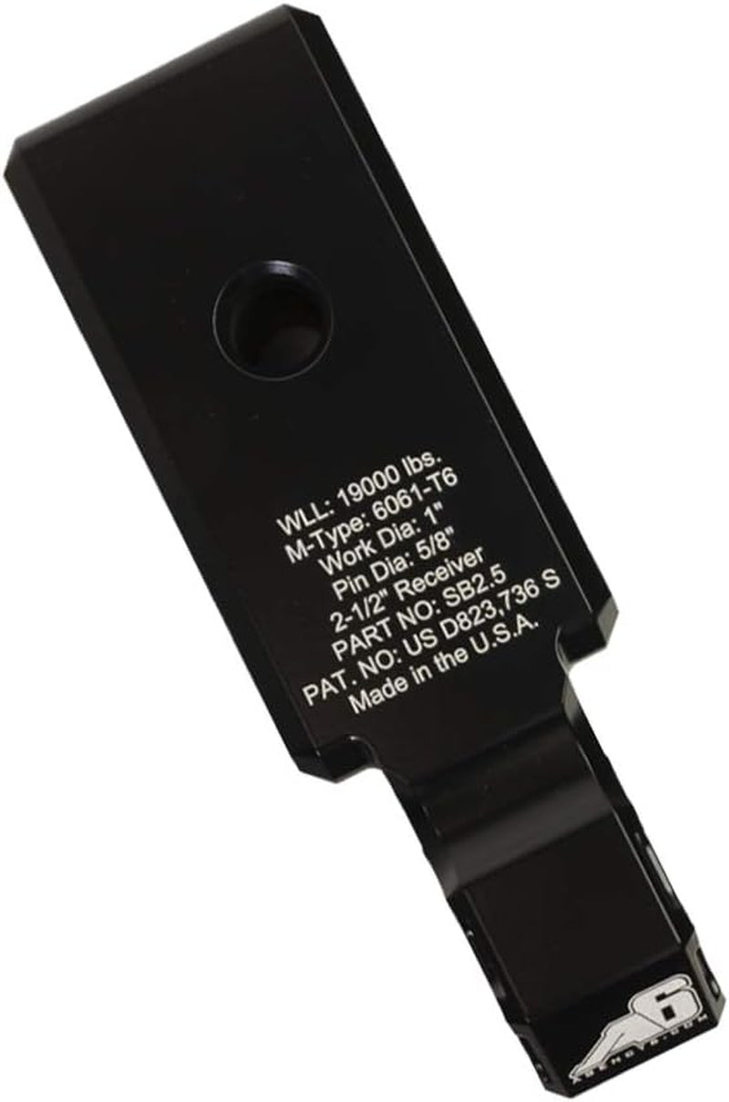 Recovery Shackle Block Assembly 2.5 INCH Double Hole, Black - Hitch Receiver Block - Proudly Made in the USA