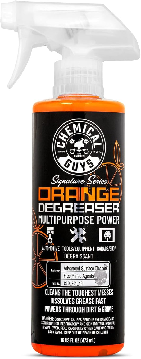 Chemical Guys Signature Series Orange Degreaser, Heavy-Duty All-Purpose Cleaner for Engines, Tires, Undercarriages & More, Professional Strength Formula - 16 Fl Oz