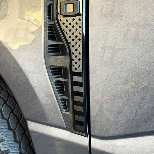 Flat Black Fender Badge Emblem Accent Decal Kit - Compatible with F250 / F350 (2023-2024) (Flat Black)