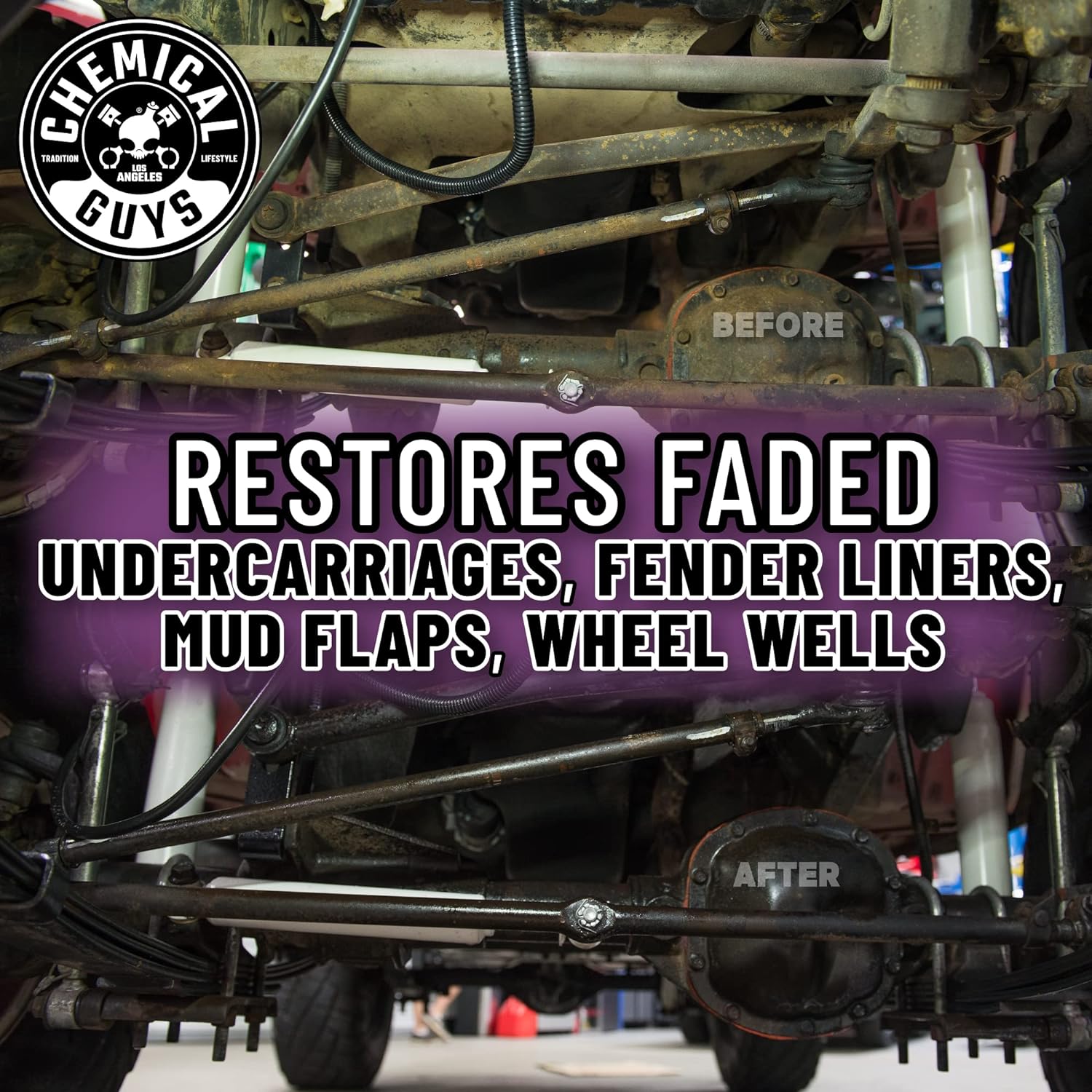 Chemical Guys Bare Bones Premium Dark Shine Spray for Undercarriage, Tires and Trim, Safe for Cars, Trucks, Motorcycles, Rvs & More, 16 Fl Oz