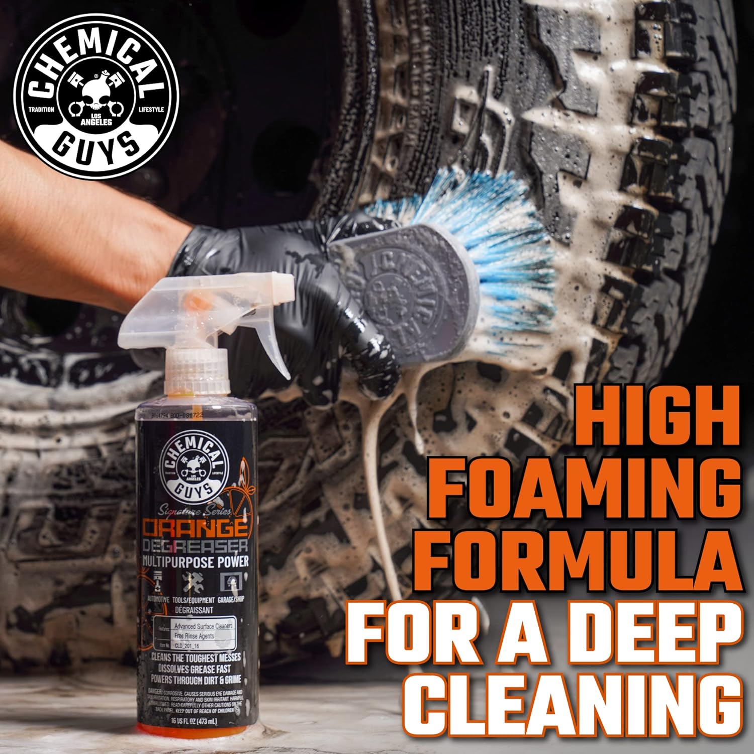 Chemical Guys Signature Series Orange Degreaser, Heavy-Duty All-Purpose Cleaner for Engines, Tires, Undercarriages & More, Professional Strength Formula - 16 Fl Oz