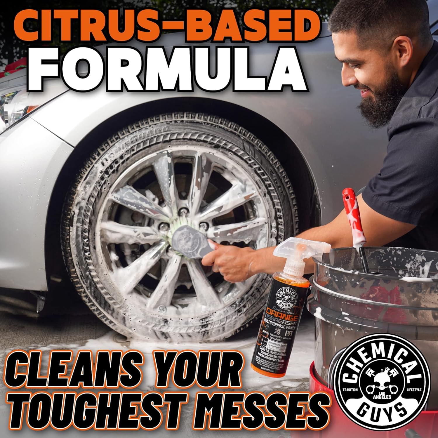 Chemical Guys Signature Series Orange Degreaser, Heavy-Duty All-Purpose Cleaner for Engines, Tires, Undercarriages & More, Professional Strength Formula - 16 Fl Oz