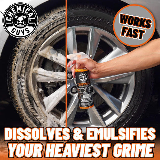 Chemical Guys Signature Series Orange Degreaser, Heavy-Duty All-Purpose Cleaner for Engines, Tires, Undercarriages & More, Professional Strength Formula - 16 Fl Oz