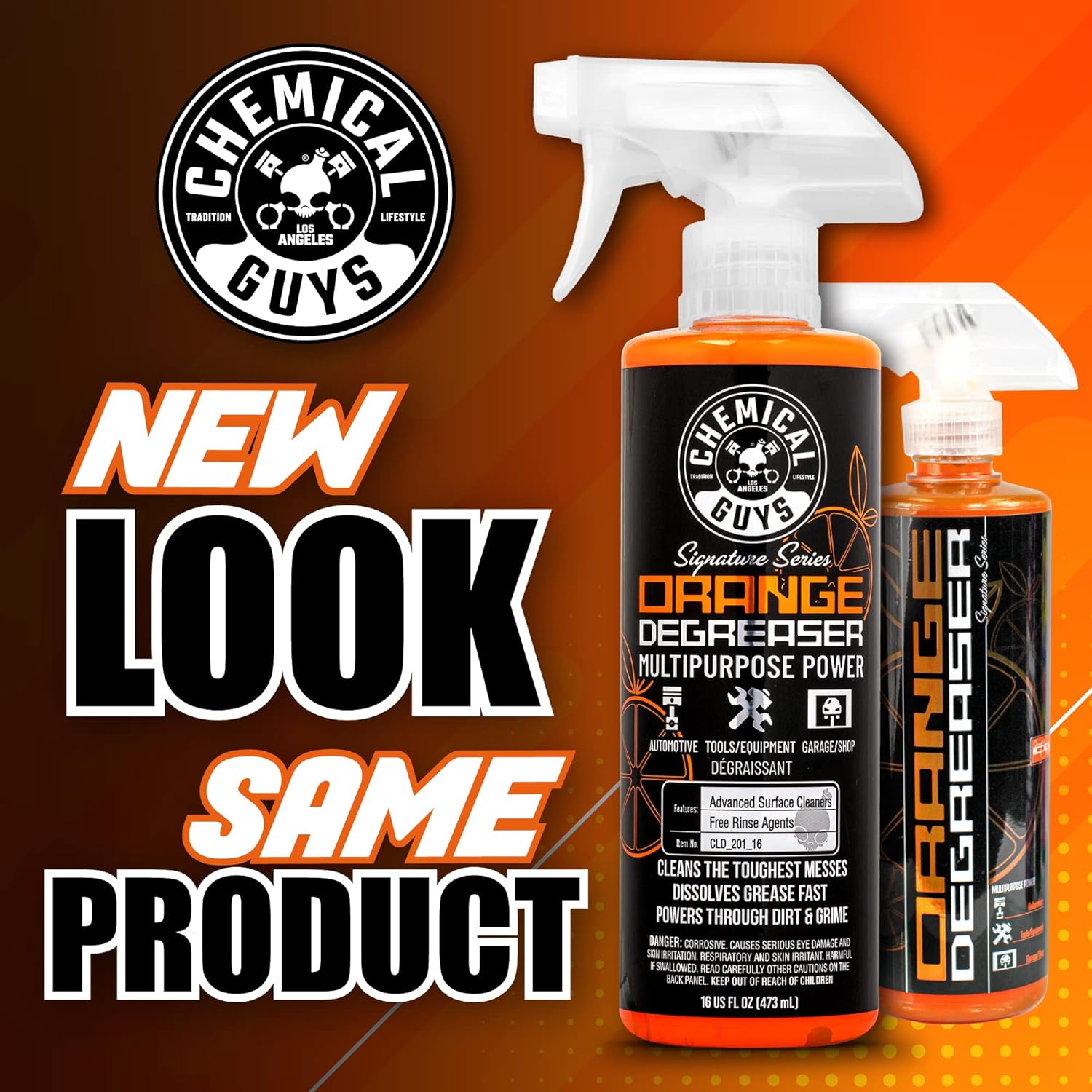 Chemical Guys Signature Series Orange Degreaser, Heavy-Duty All-Purpose Cleaner for Engines, Tires, Undercarriages & More, Professional Strength Formula - 16 Fl Oz