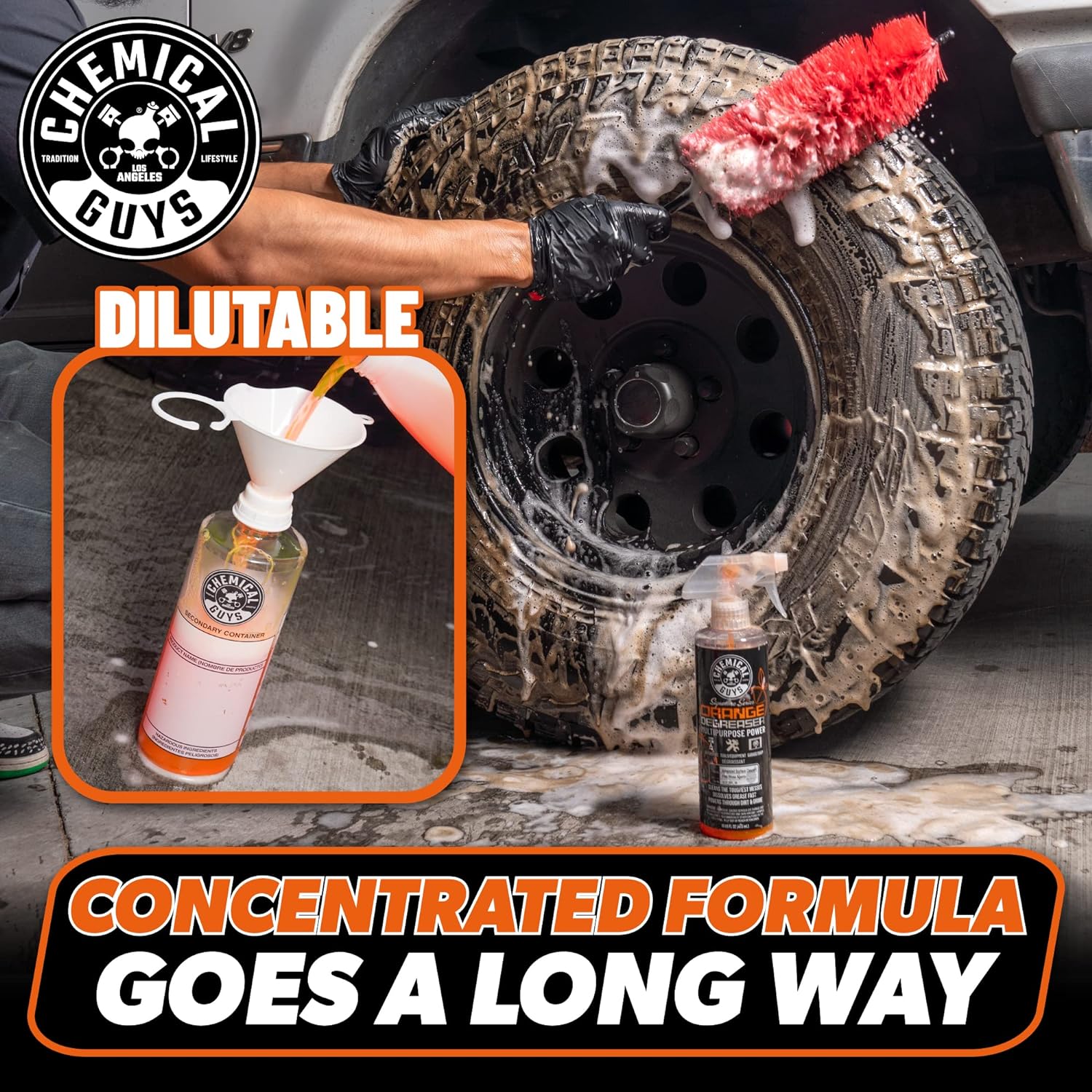 Chemical Guys Signature Series Orange Degreaser, Heavy-Duty All-Purpose Cleaner for Engines, Tires, Undercarriages & More, Professional Strength Formula - 16 Fl Oz