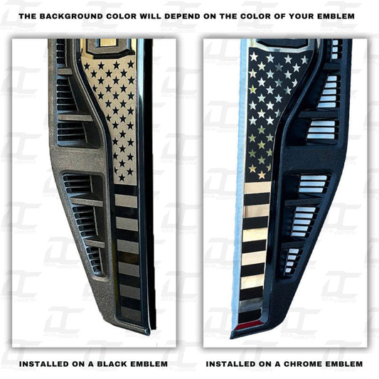 Flat Black American Flag Fender Badge Emblem Accent Decal Kit for Ford F250 / F350 (2023+)